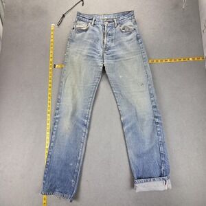 Vintage Levis Jeans Womens Blue Selvedge Whiskers Patchwork Honeycomb Fits 26x31